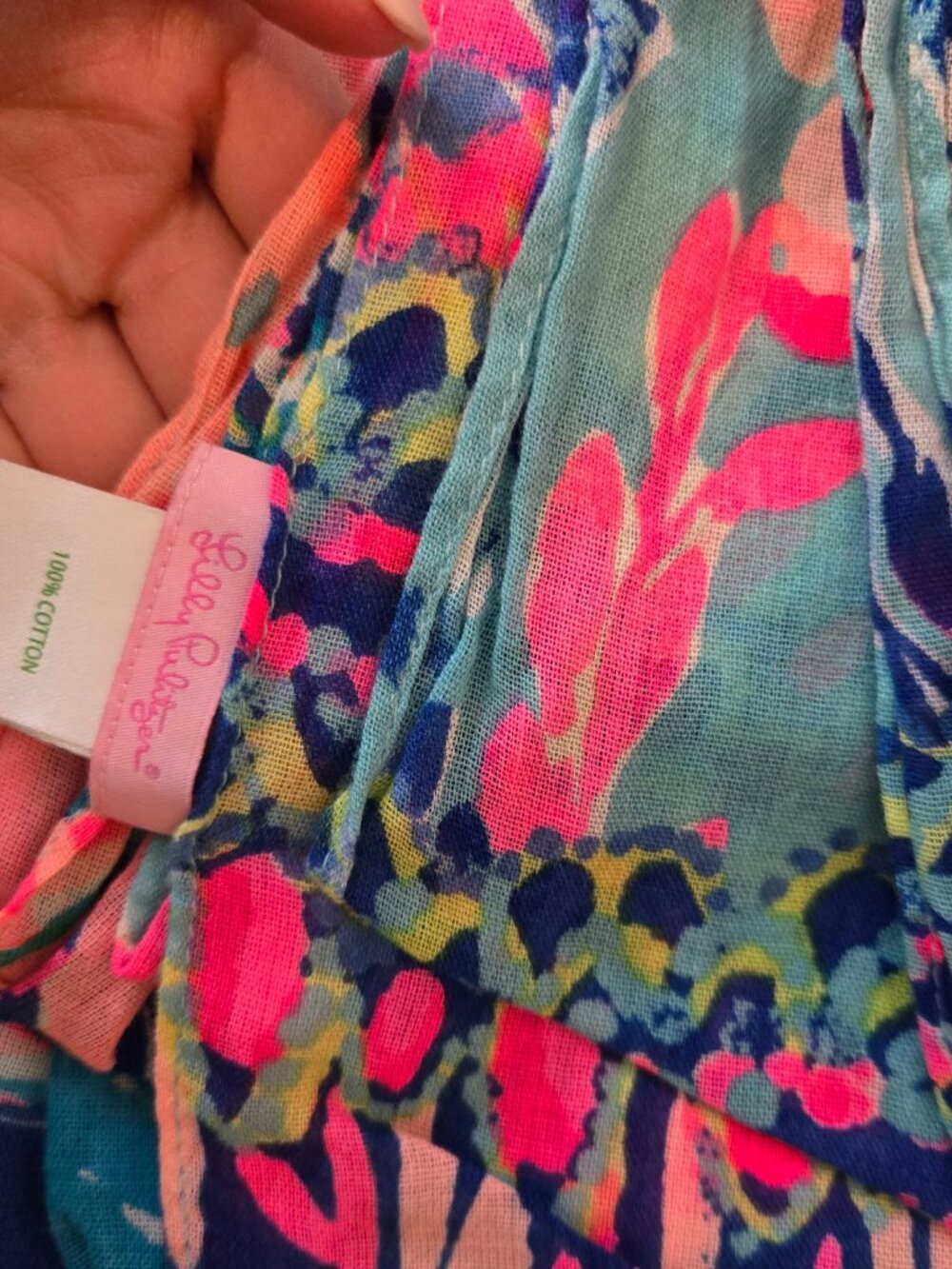 NWOT Lilly Pulitzer scarf blue patternered - Picture 2 of 4